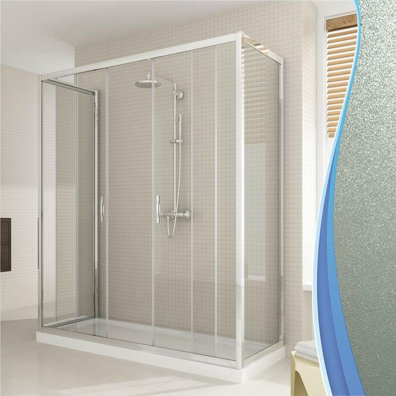 

Mampara de ducha 3 lados vidrio impreso h 198 mod. Young Trio 2 Hojas 80x120x80 cm