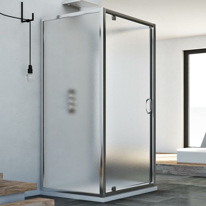 

Mampara de ducha 3 lados abatible vidrio impreso h 185 mod. Sintesi Trio 1 Hoja 90x90x90 ap. 90 cm