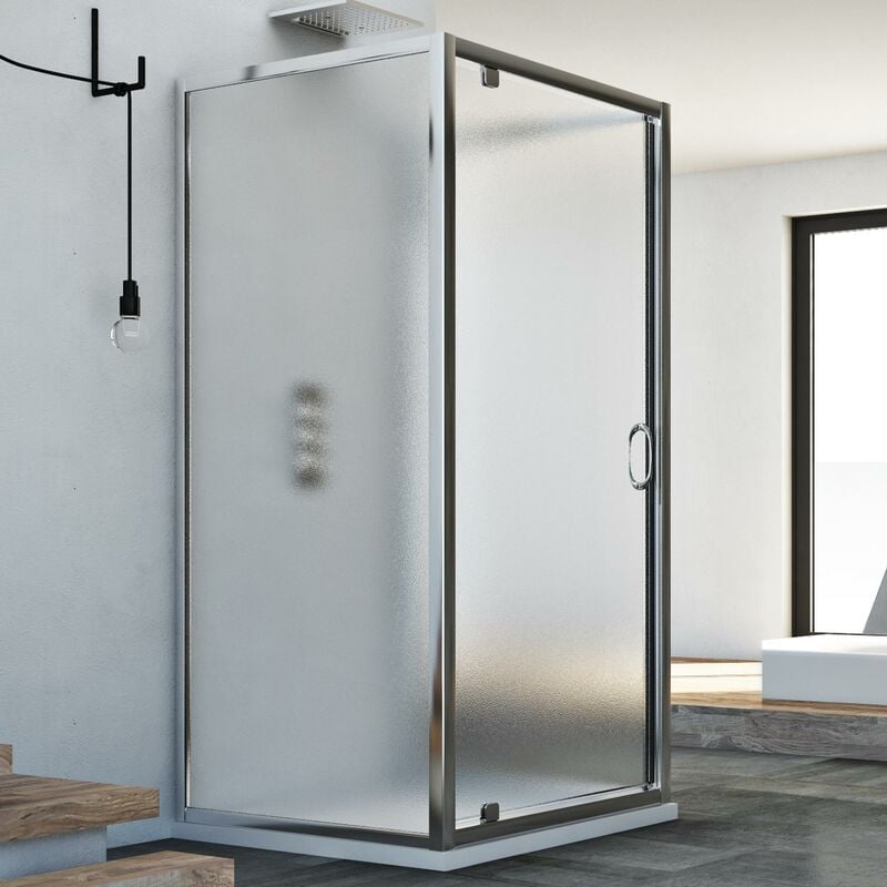 

Mampara de ducha 3 lados abatible vidrio impreso h 185 mod. Sintesi Trio 1 Hoja 70x90x70 ap. 90 cm