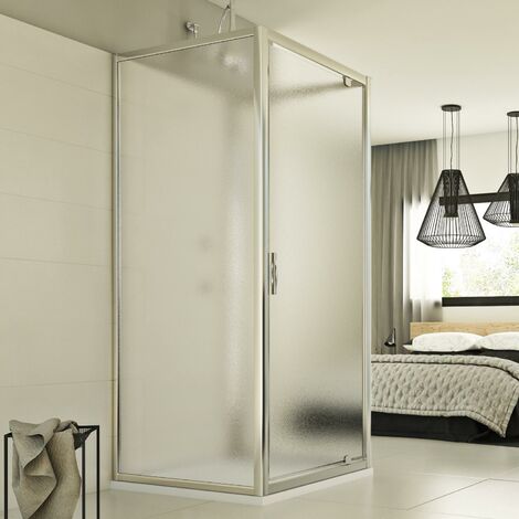 Mampara de ducha 3 lados abatible vidrio impreso h 198 mod. Cristal Trio 1 Hoja 80x70x80 ap. 70 cm rectangular