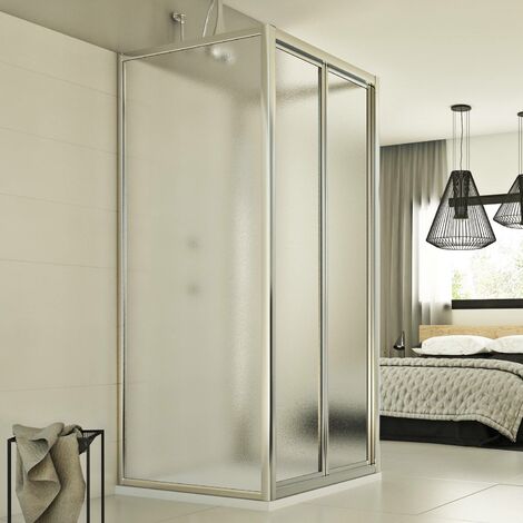 Mampara de ducha 3 lados plegable vidrio impreso h 198 mod. Urban Trio P 90x90x90 cm