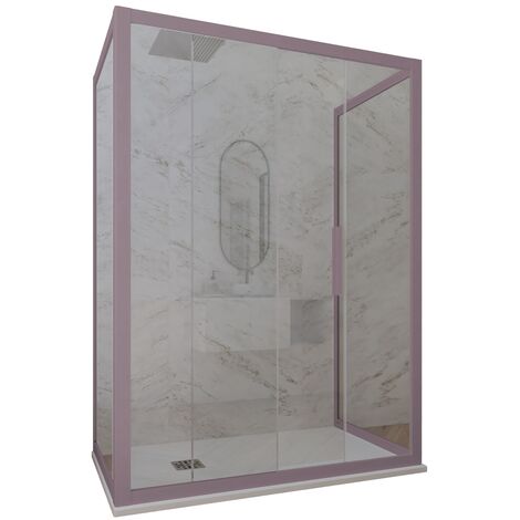 Mampara de ducha 3 lados pvc 75x120x75 corredera Lavanda Deco Trio