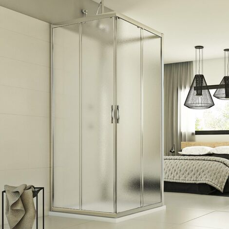 Mampara de ducha 3 lados vidrio impreso h 198 mod. Evolution Trio 70x100x70 cm rectangular