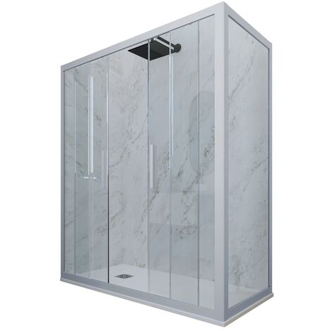 Mampara de ducha 75x130 cm corredera Azul Vintage Glam Duo