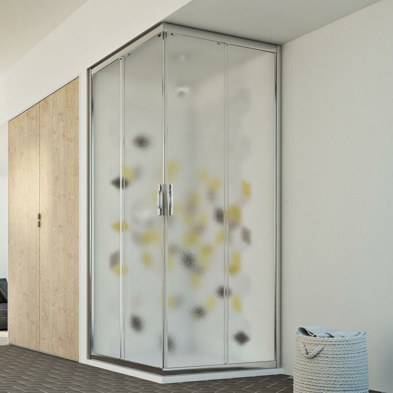 

Mampara de ducha angular deslizante vidrio impreso h 198 mod. Evolution 80x100 cm rectangular