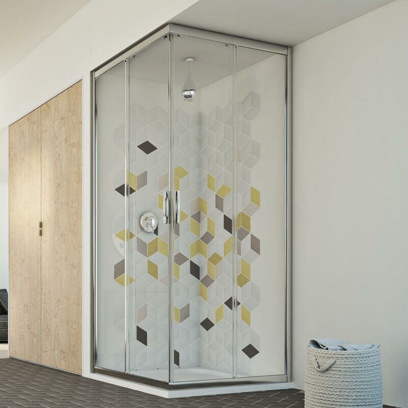 

Mampara de ducha angular deslizante vidrio transparente h 198 mod. Evolution 72x100 cm rectangular