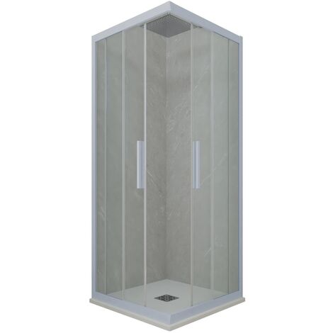 Mampara de ducha 75x90 cm corredera Azul Vintage Kolors