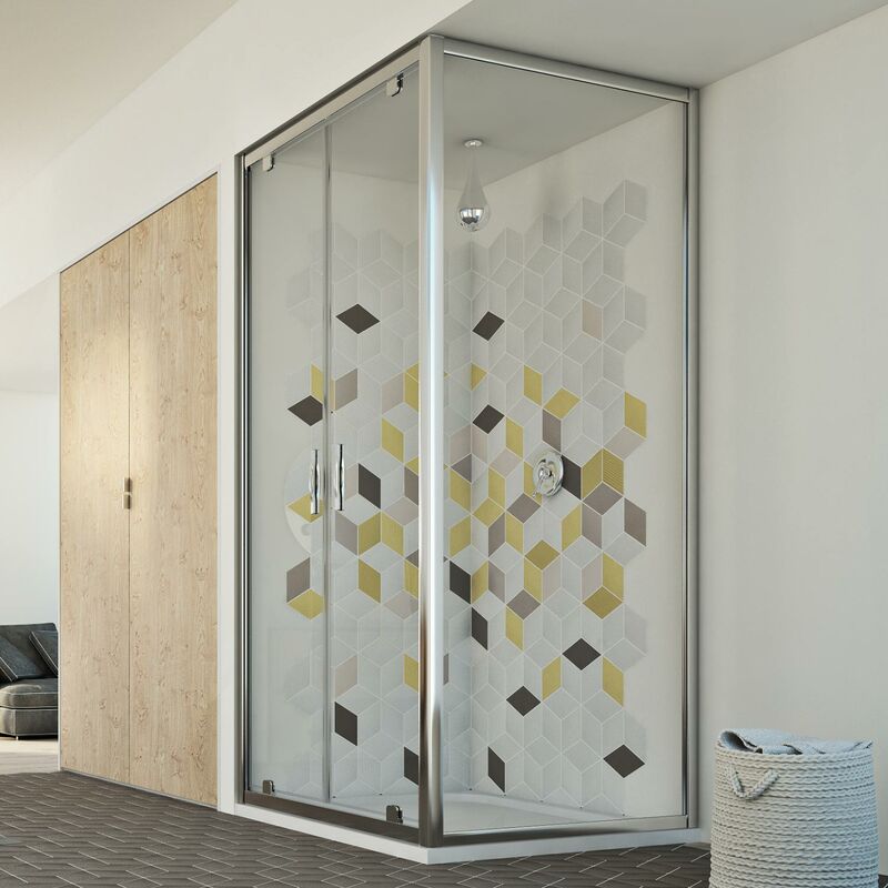 

Mampara de ducha angular abatible vidrio transparente h 198 mod. Cristal Duo 2 Hojas 90x80 ap. 80 cm rectangular