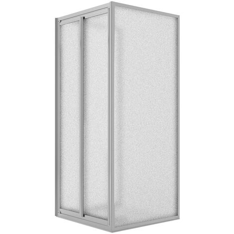 Mampara de ducha abatible 3 lados vidrio impreso h 185 mod. Clint 80x80x80 cm ap. 80