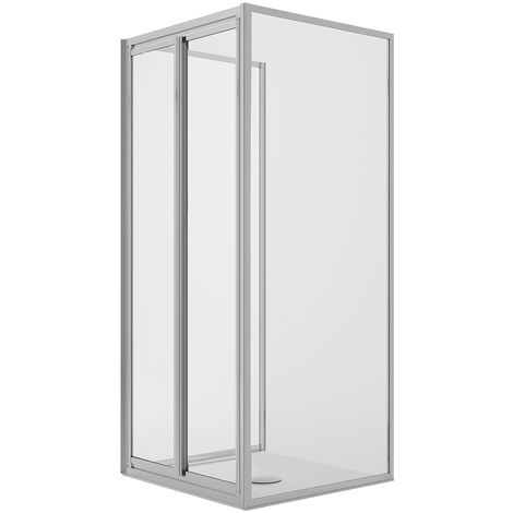 Mampara de ducha abatible 3 lados vidrio transparente h 185 mod. Clint 75x100x75 cm ap. 100