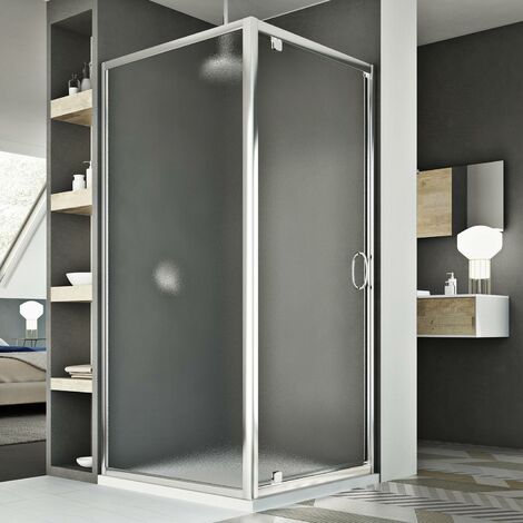 Mampara de ducha abatible vidrio impreso h 185 mod. Sintesi Duo 1 Hoja 90x90 ap. 90 cm cuadrado