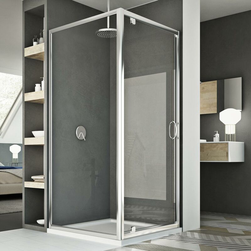 

Mampara de ducha abatible vidrio transparente h 185 mod. Sintesi Duo 1 Hoja 70x90 ap. 70 cm rectangular