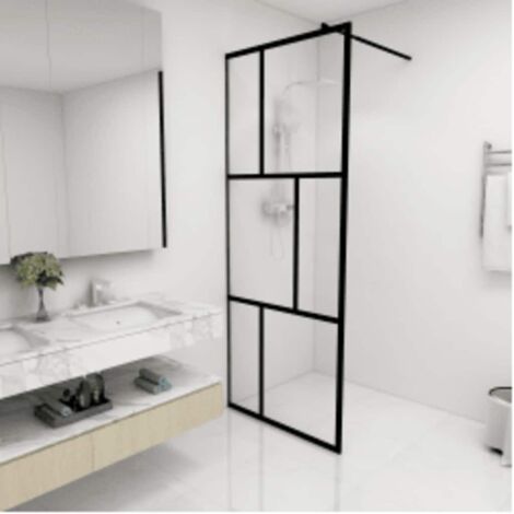 Mampara de ducha accesible con vidrio templado negro 80x195 cm
