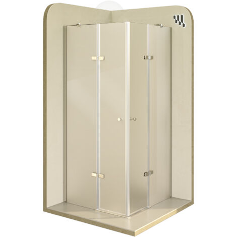 Mampara de Ducha Alice 75x75x190cm NO REVERSIBLE Puerta abatible, Ajuste 74,3-76,3x74,3-76,3cm  Perfiles Cromados, Cristal satinado 6mm
