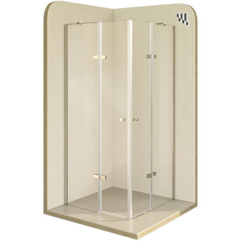 Mampara de Ducha Alice 85x100x190cm REVERSIBLE Puerta abatible, Ajuste 84,3-86,3x99,3-101,3cm Perfiles Cromados, Cristal transparente 6mm