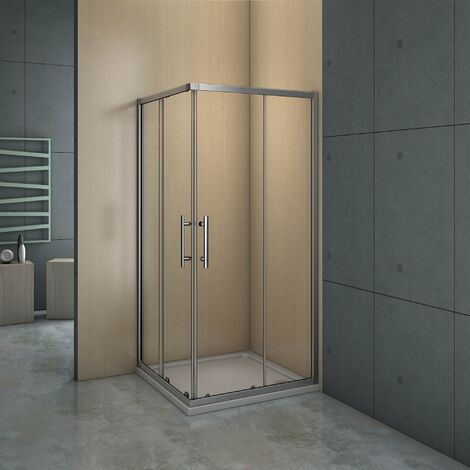 Mampara de ducha angular - 2 Fijas + 2 Correderas, Puertas Correderas