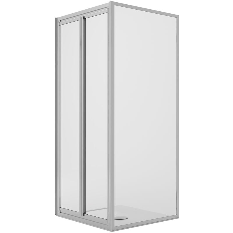 

Mampara de ducha angular 2 hojas abatibles vidrio transparente h 185 mod. Clint 75x80 cm ap. 80