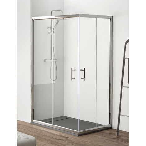 Mampara de Ducha Angular - 2 Hojas Fijas + 2 Puertas Correderas - Modelo Chiana Q4 (70 x 120)