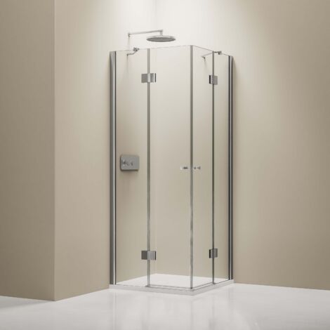 Mampara de ducha angular, cristal auténtico NANO T801 / EX801 - 80 x 80 x 195 cm, sin plato de ducha