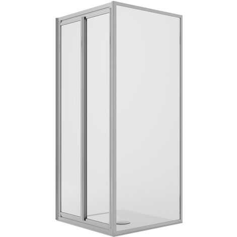 Mampara de ducha angular fijo+ 2 hojas abatibles vidrio transparent h 198 mod. West 80x100 cm ap. 100