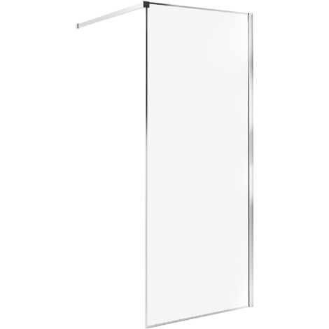 Mampara de ducha baño de vidrio templado sin puerta plateado 80 x 190 cm Waspam