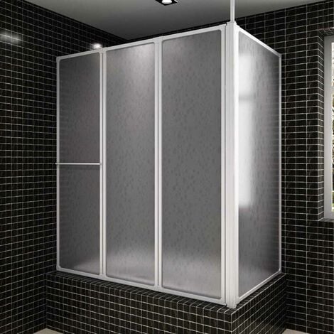 Mampara de ducha con 4 paneles plegables y toallero