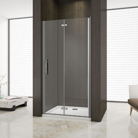 Mampara de ducha de esquina EX213 - 90 x 90 x 195 cm - con puertas  abatibles - en cristal NANO