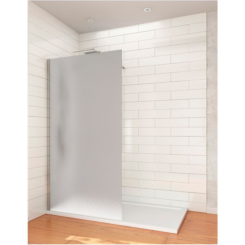 

Mampara de ducha con cristal fijo modelo Walk-in. Reversible. perfíl cromo 120CM TRANSLÚCIDO