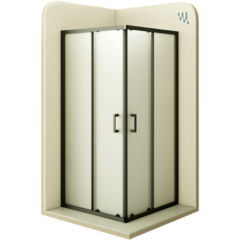 

Mampara de ducha con perfiles negros vidro satinado de seguradidad 6mm, altura 180 cm DK79 - 90x90 cm