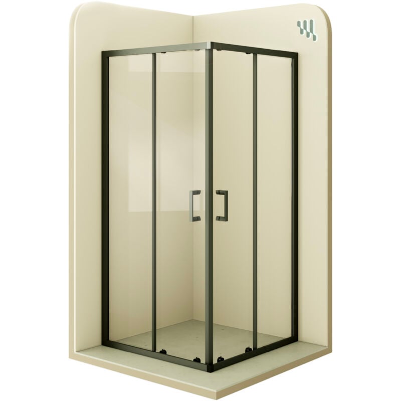 

Mampara de ducha con perfiles negros vidro transparente de seguradidad 6mm, altura 180 cm DK79 - 85x85 cm