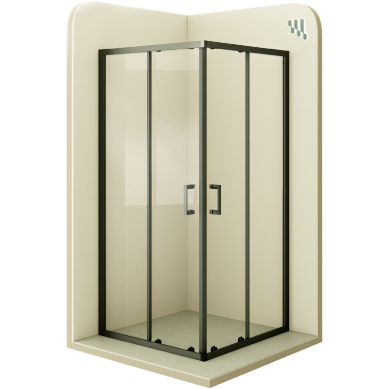 

Mampara de ducha con perfiles negros vidro transparente de seguradidad 6mm, altura 190 cm DK79 - 75x75 cm