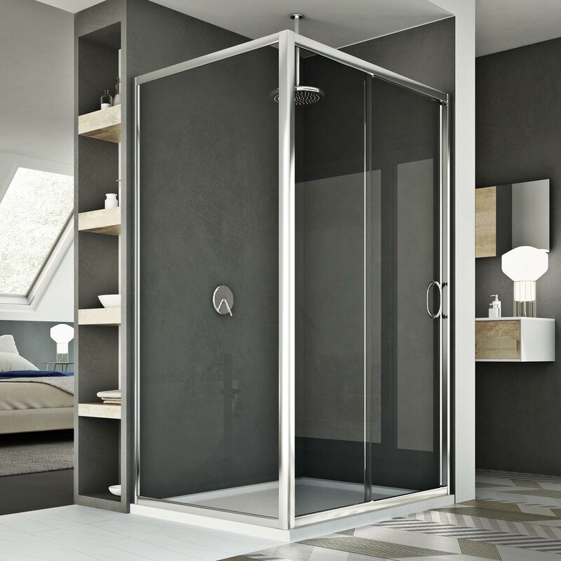 

Mampara de ducha corredera rectangular vidrio transparente h 185 mod. Replay Duo 1 Hoja 80x130 cm