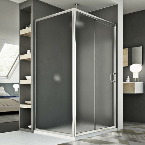 Mampara de ducha corredera vidrio impreso h 185 mod. Replay Duo 1 Hoja 75x110 cm