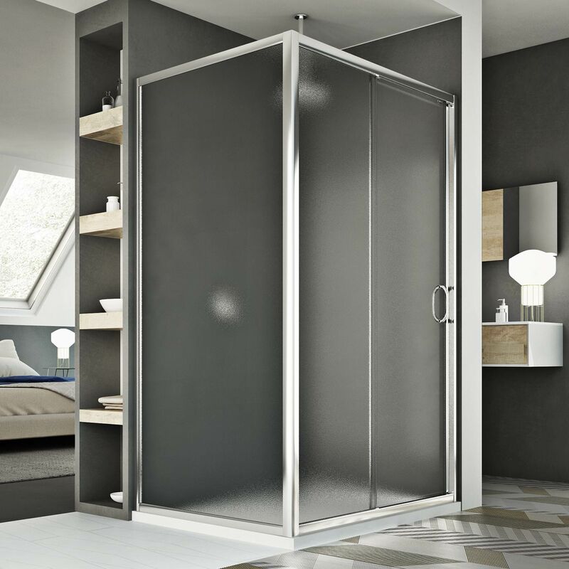 

Mampara de ducha corredera vidrio impreso h 185 mod. Replay Duo 1 Hoja 75x110 cm
