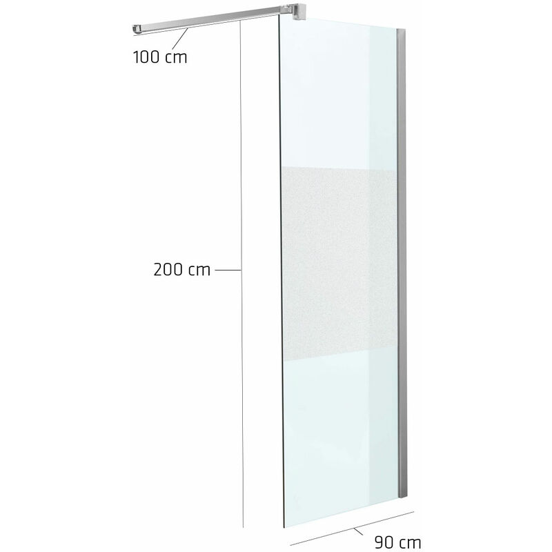 

Mampara de ducha cuadrada vidrio medio opalino,90x200x100 cm - Rogal