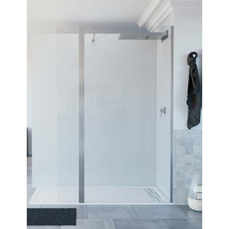 Mampara de ducha de 1 hoja fija + 1 abatible - Cristal 6 mm con ANTICAL INCLUIDO - Modelo TELLA Medida (110+25 cm) - CRISTAL DECORADO 21