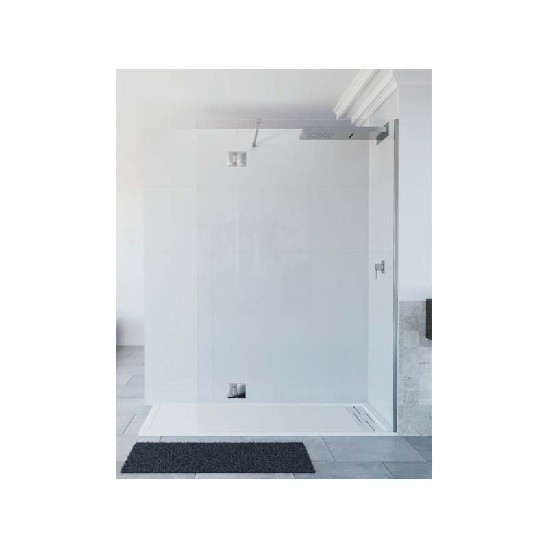

Mampara de ducha de 1 hoja fija + 1 abatible - Cristal 6 mm con ANTICAL INCLUIDO - Modelo LIBO Medida (100+30 cm) - CRISTAL DECORADO 21