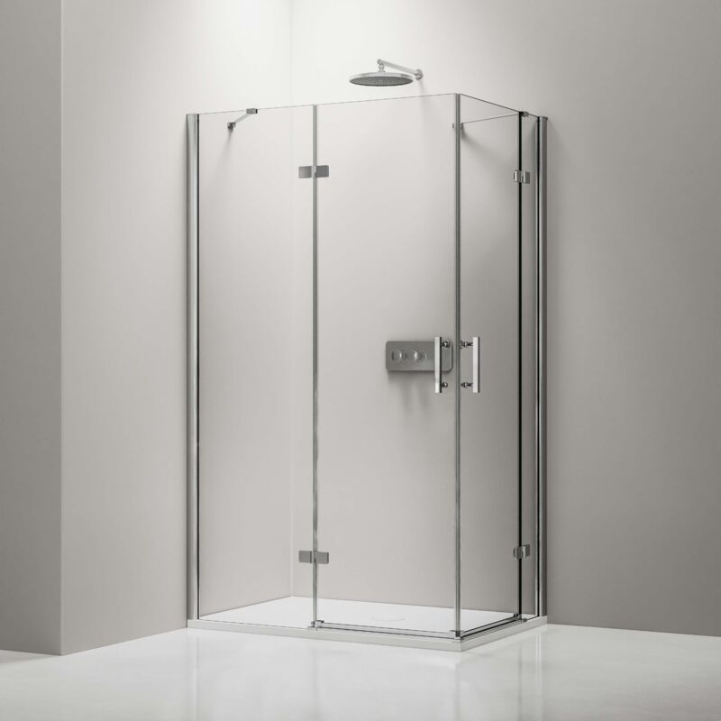 Esquina de cabina de ducha de vidrio templado de seguridad NANO transparente DX407 de 8 mm de grosor - anchura seleccionable :Derecha 120cm,