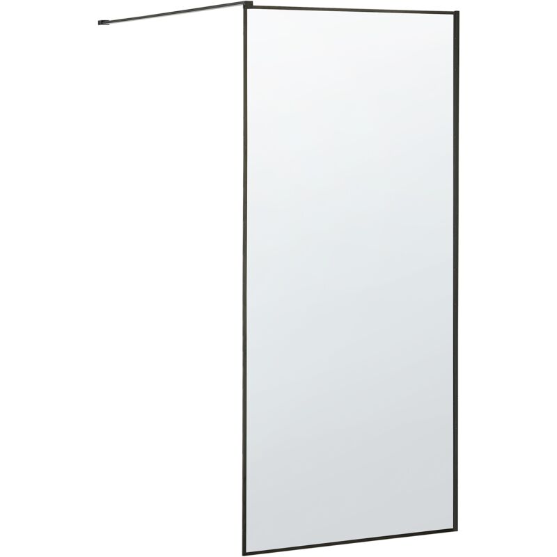 

Mampara de ducha de vidrio templado negra 100x190 cm WASPAM