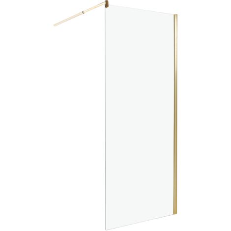 Mampara de ducha de vidrio templado sin puerta dorado 80 x 190 cm Ahaus
