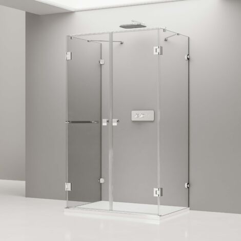 Mampara de ducha DELUXE, en forma de U, centro de pared, NANO EX412, 80 x 80 x 195 cm