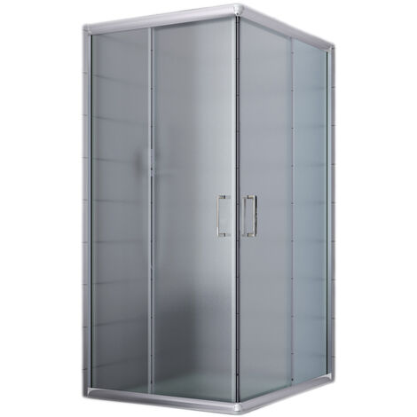 Mampara de ducha deslizante vidrio impreso h 185 mod. Alabama 70x90 cm rectangular