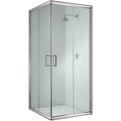 Mampara de ducha deslizante vidrio transparente h 198 mod. Alabama 90x90 cm cuadrado