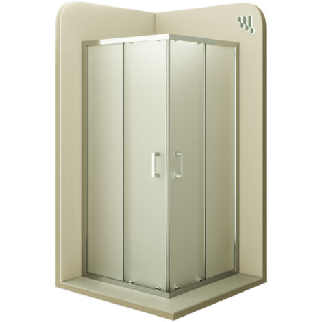 Mampara de Ducha Diana 90x90x185cm -REVERSIBLE- Puertas correderas, Ajuste 87,5-89,5x87,5-89,5cm - Perfiles Cromados, Cristal satinado 6mm