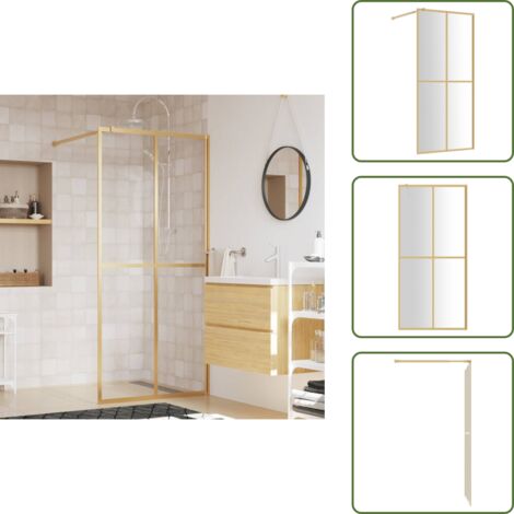 Mampara de ducha dorada - vidaXL Mampara puerta ducha vidrio transparente ESG dorado 100x195 cm - Mampara de ducha transparente