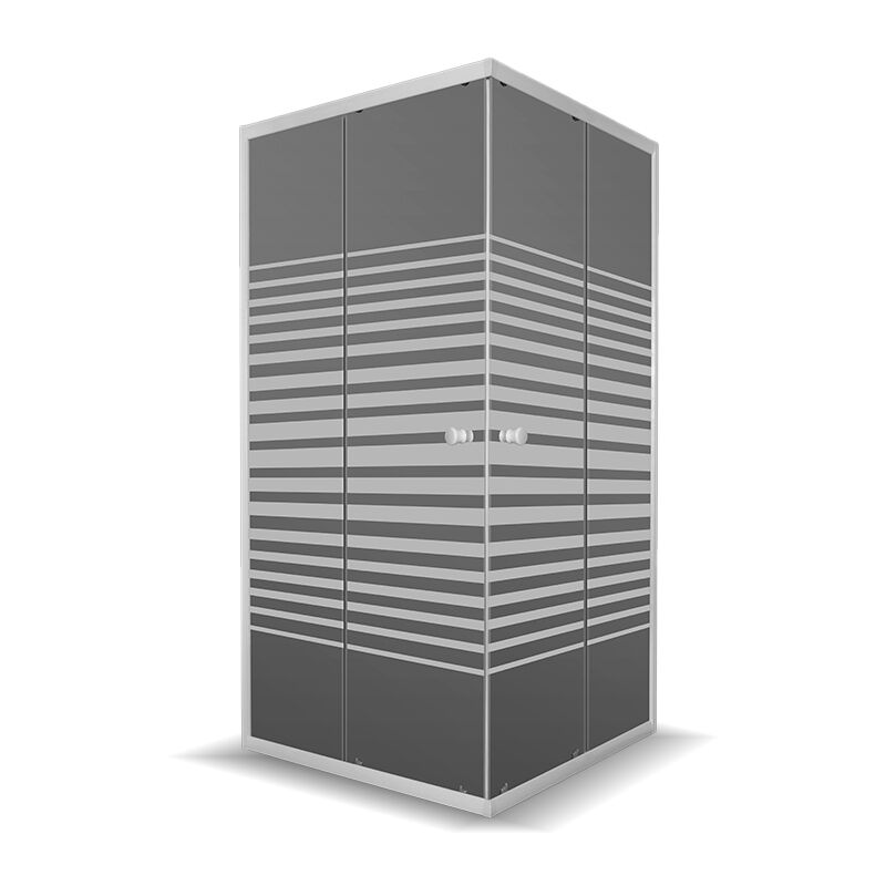 

Mampara de ducha DP-3002, serigrafiada. 90 x 90 cm. Cristal 5 mm de grosor