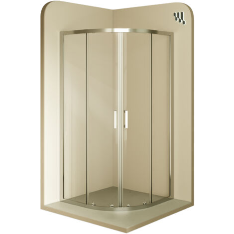 Mampara de ducha Ella - 80x80x190cm Puerta corredera, Ajuste 77,5-79,5x77,5-79,5cm  Perfiles Cromados, Cristal transparente 6 mm