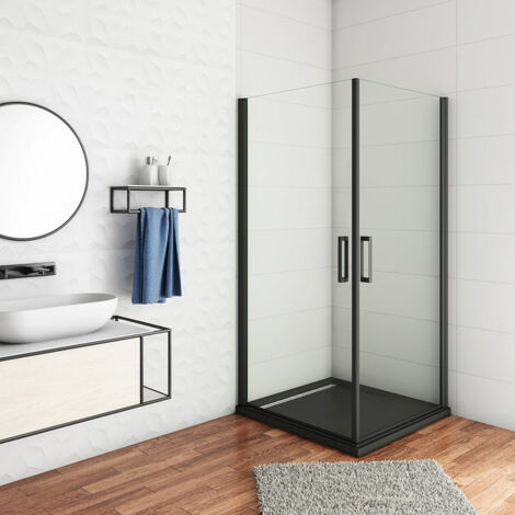 Mampara de ducha de esquina EX416 - 90 x 90 x 195 cm - con puerta abatible  - con cristal NANO de 8 mm