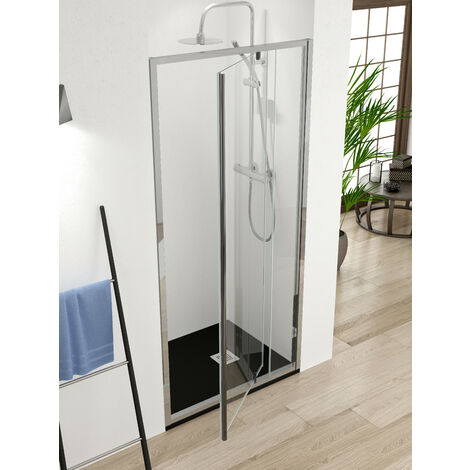 Mampara de Ducha Frontal - 1 Hoja Abatible - Modelo Artic (Adaptable de 70 a 89 cm)