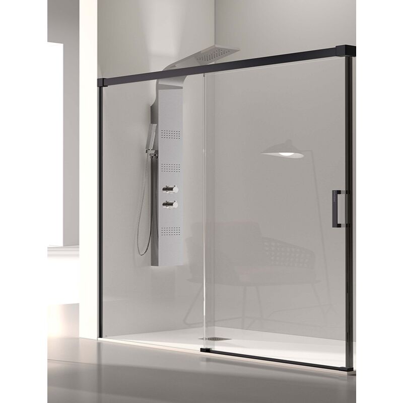 

Mampara de Ducha Frontal- 1 Hoja Fija y 1 Puerta Corredera- Cristal de Seguridad de 6 mm - Modelo Glase 2 BN (180 - 184 cm) - TRANSPARENTE